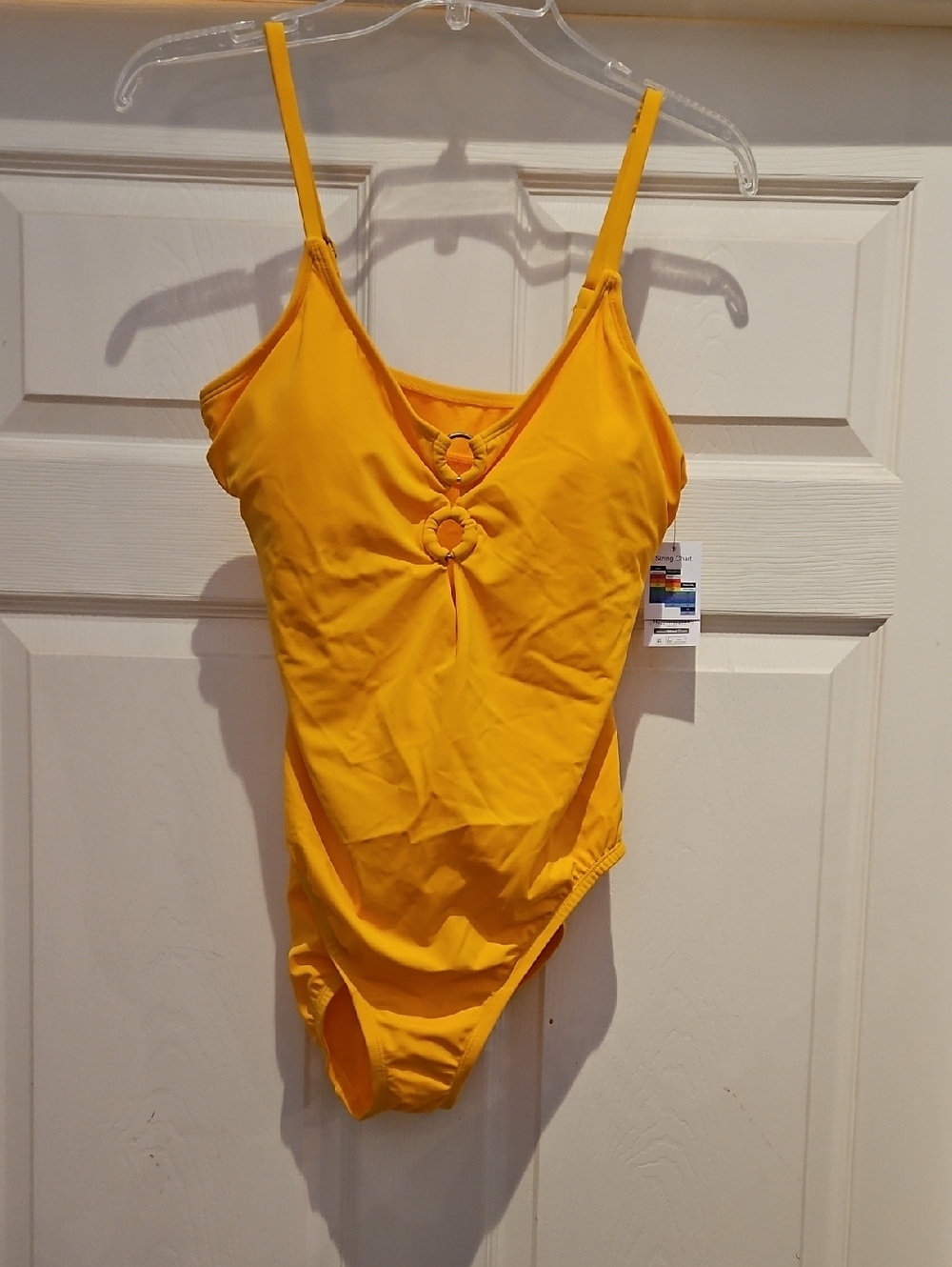 Time and Tru Yellow One-Piece Swimsuit with Front Ring Accents